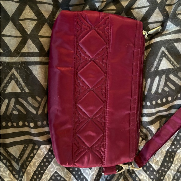 Lug Red Quilted Wristlet Clutch with waterproof interior. - Picture 3 of 5